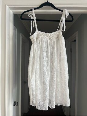 Free People White Lace Tie-Shoulder Slip Romper
